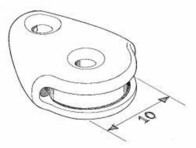 Block, ball raced, with 10 mm sheave